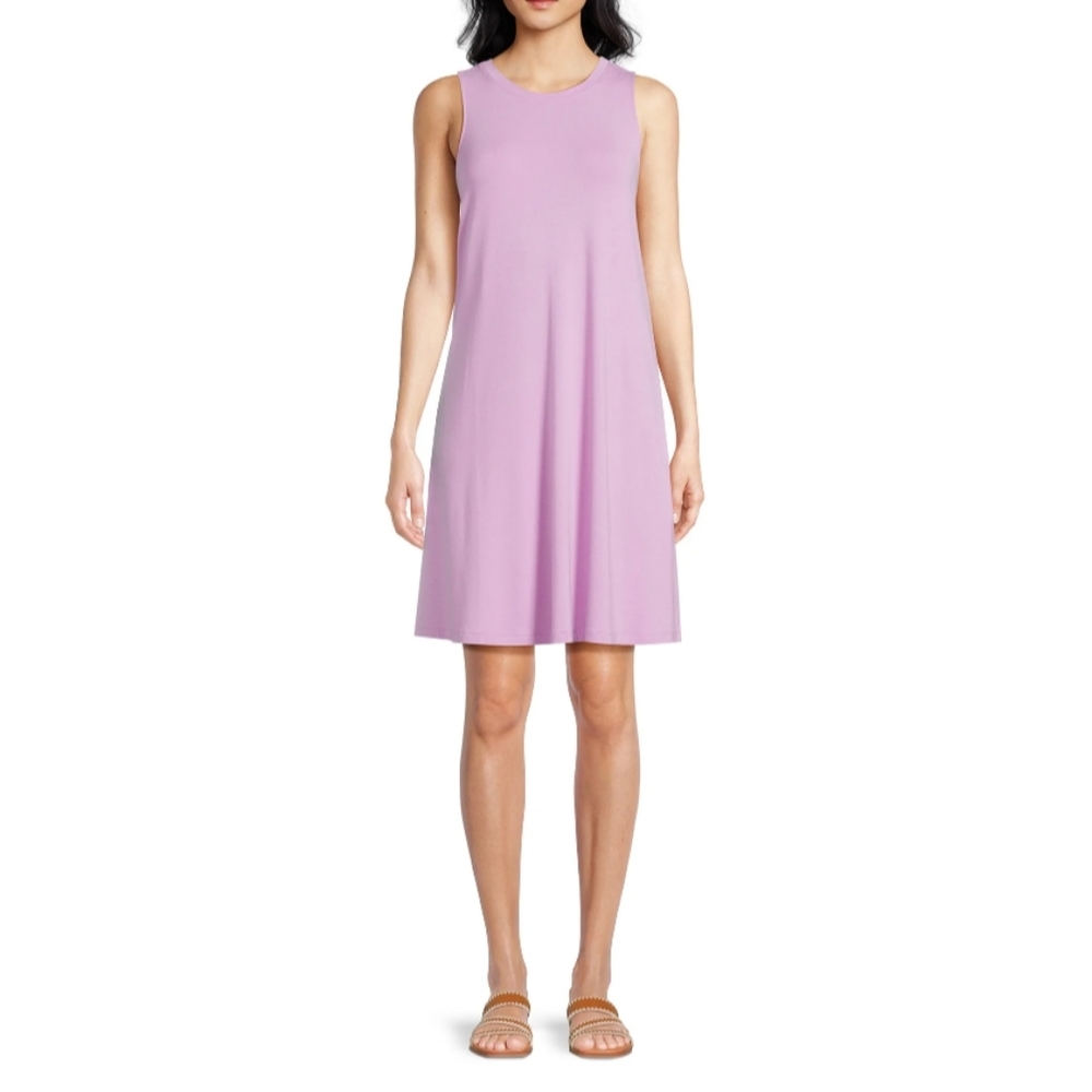 Time and Tru Women's Size L (12-14) Sleeveless Knit Swing Dress Soft Violet